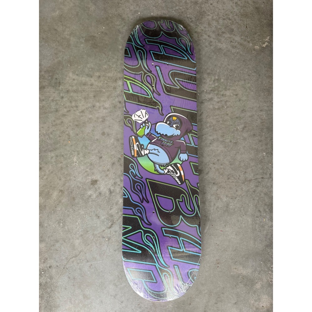 Bally Sports Skateboard Deck Purple Black Flame Graphic Cartoon Character New